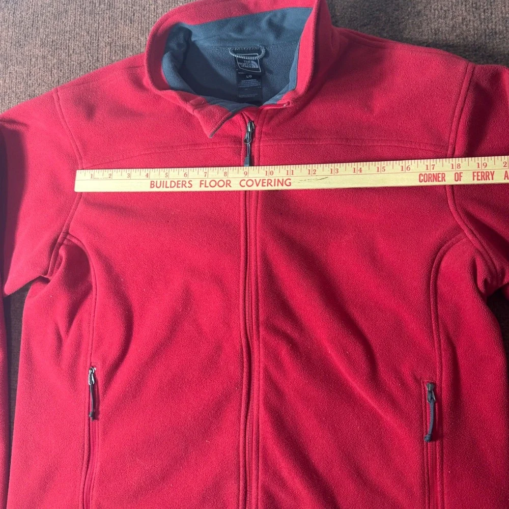 A- warm The North Face Mens Windwall Fleece Jacket Red Full Zip Large 1395